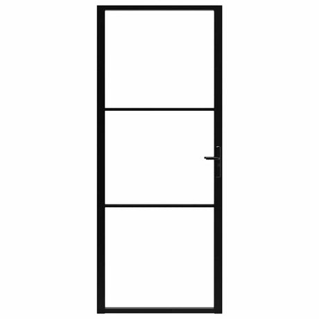 Vidaxl Innenür 93x201,5 cm ESG -Glas und Aluminiumschwarz