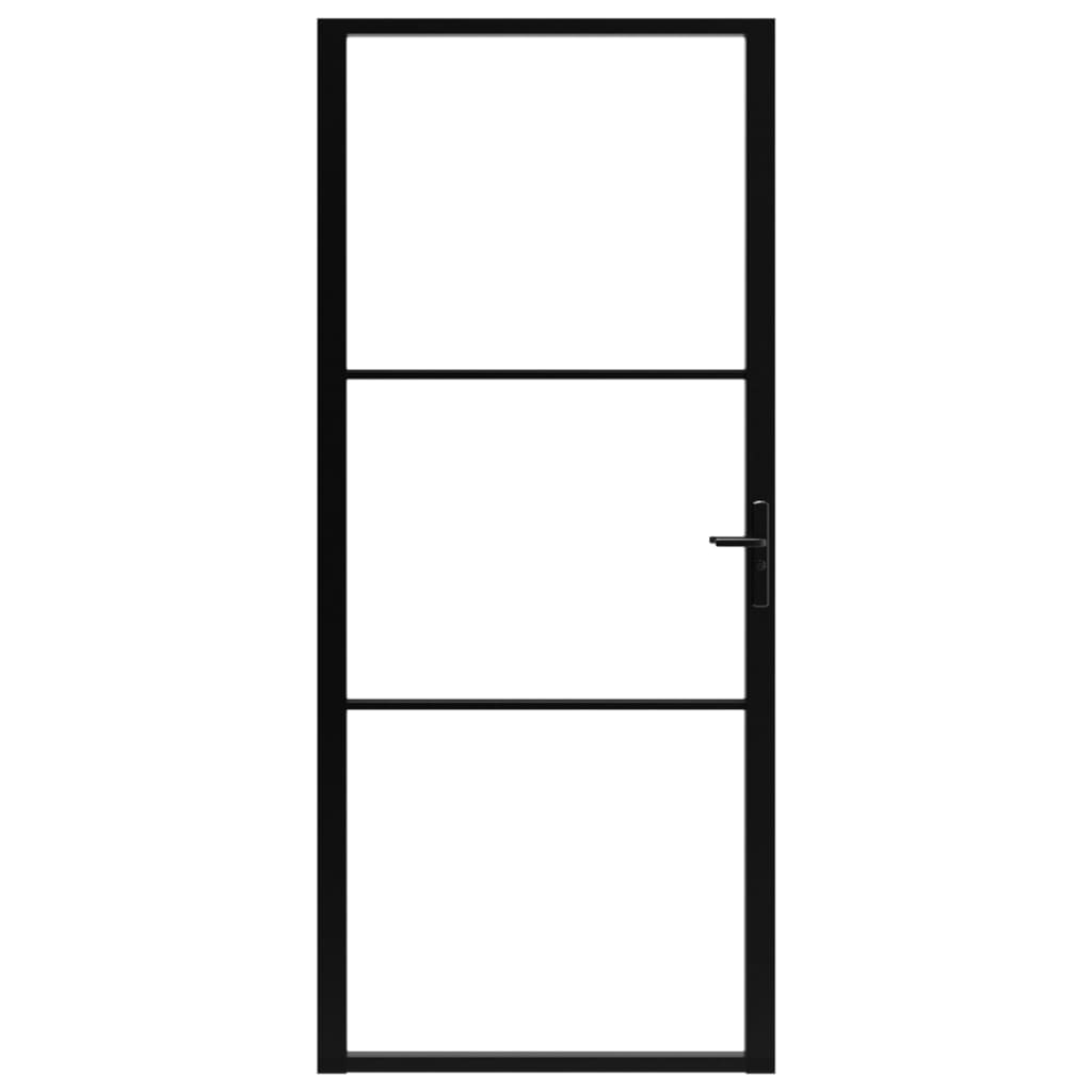 VIDAXL Innenür 102,5x201,5 cm ESG -Glas und Aluminiumschwarz