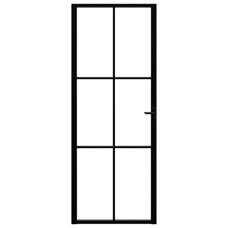 VIDAXL Innenür 76x201,5 cm ESG -Glas und Aluminiumschwarz