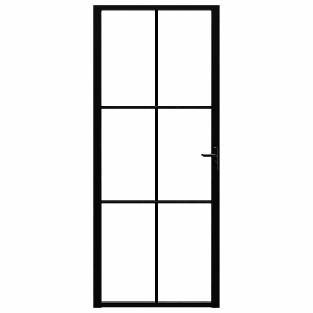 VIDAXL Innenür 83x201,5 cm ESG -Glas und Aluminiumschwarz