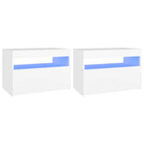 Vidaxl nachtkastjes 2 st led-verlichting 60x35x40 cm bewerkt hout wit
