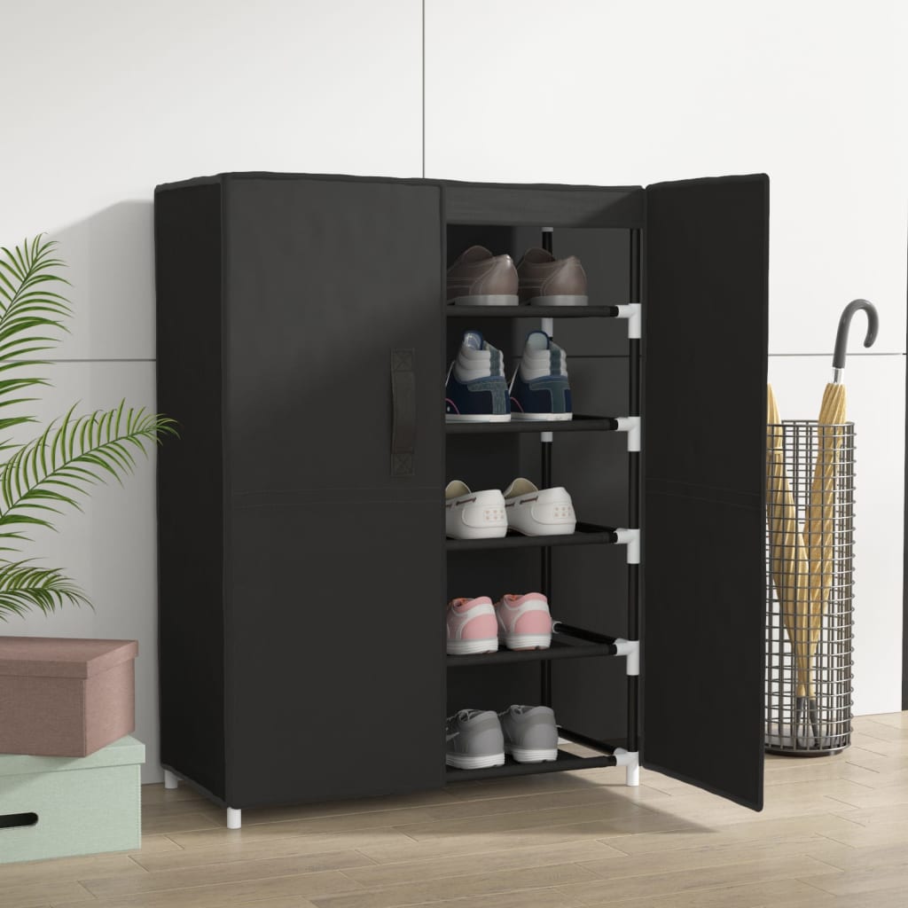 Armoire à chaussures vidaxl 60x30x90 cm tissu noir