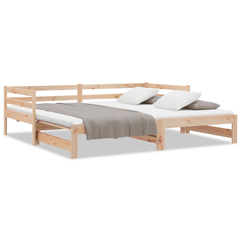 Vidaxl slaapbank uitschuifbaar massief grenenhout 2x(90x200) cm