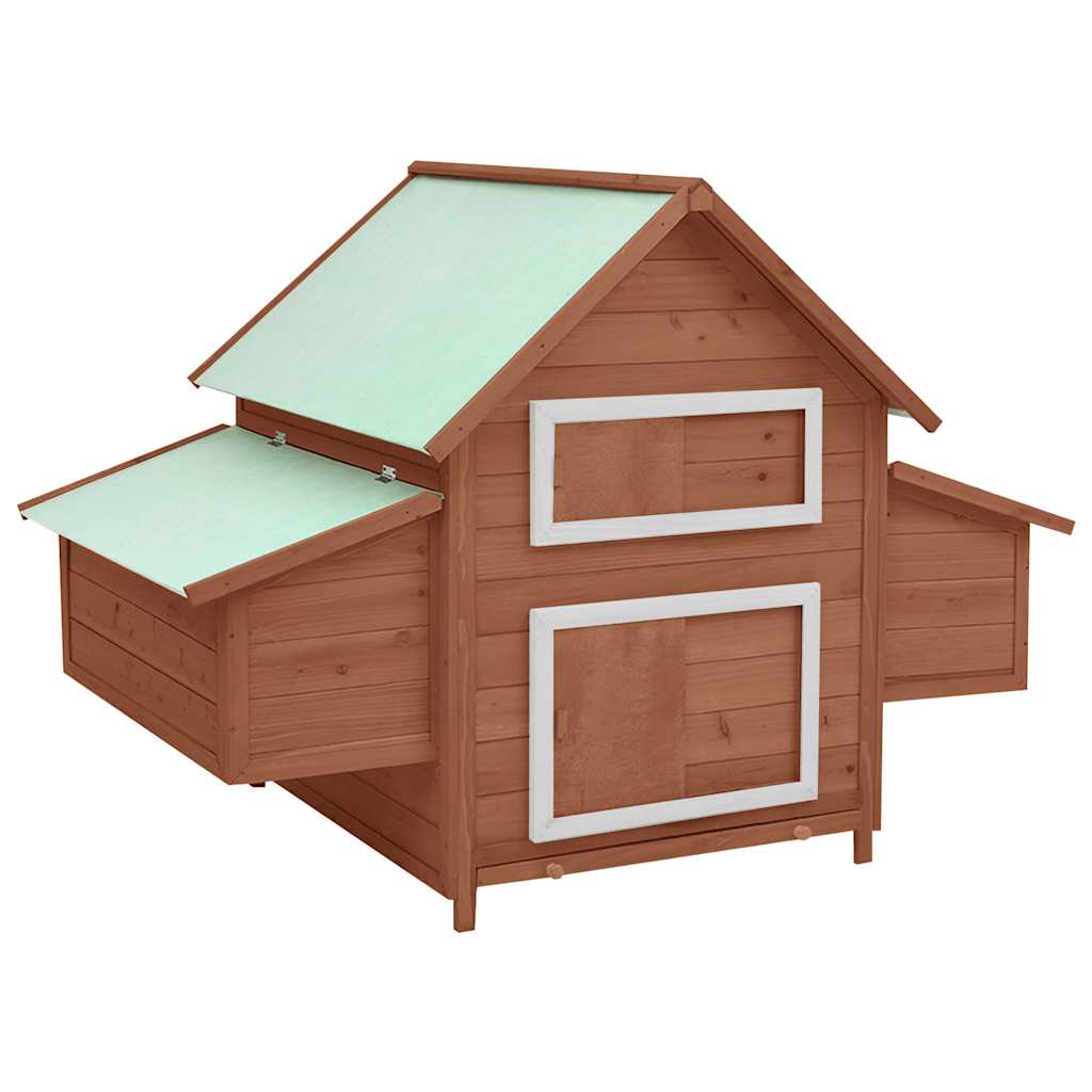 Vidaxl Chicken Coop 150x96x110 cm Festkiefer -Holz -Mokka -Colored und Weiß