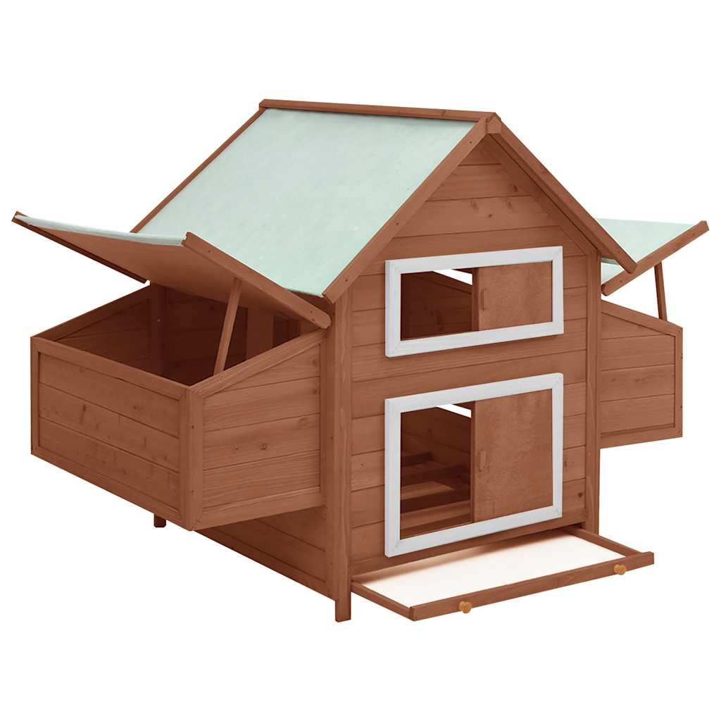 Vidaxl Chicken Coop 150x96x110 cm Festkiefer -Holz -Mokka -Colored und Weiß