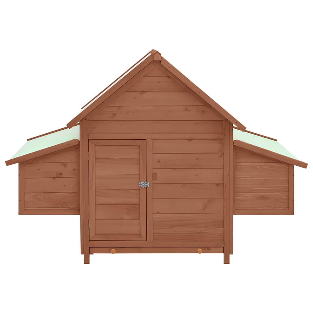 Vidaxl Chicken Coop 150x96x110 cm Festkiefer -Holz -Mokka -Colored und Weiß