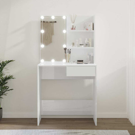 Vidaxl kaptafel met led-verlichting 74,5x40x141 cm hoogglans wit