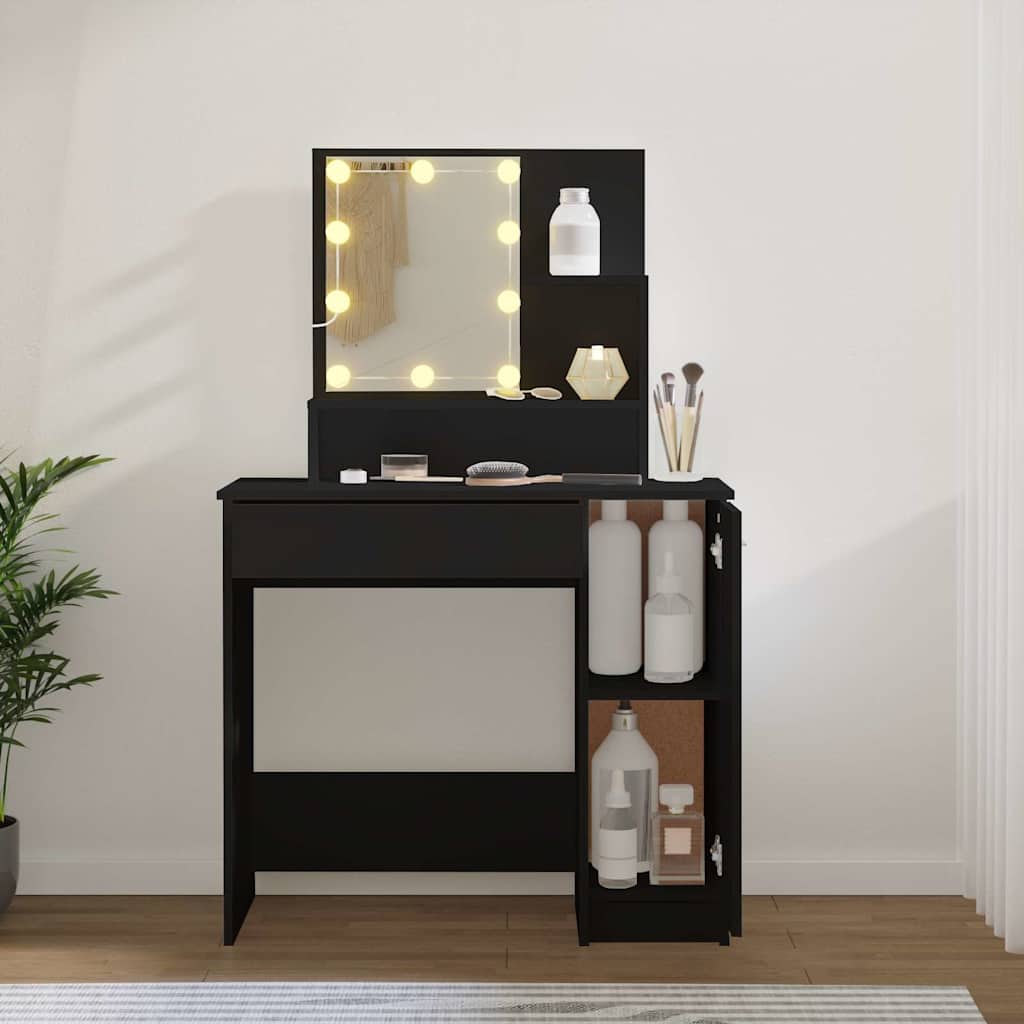 Vidaxl kaptafel met led-verlichting 86,5x35x136 cm zwart