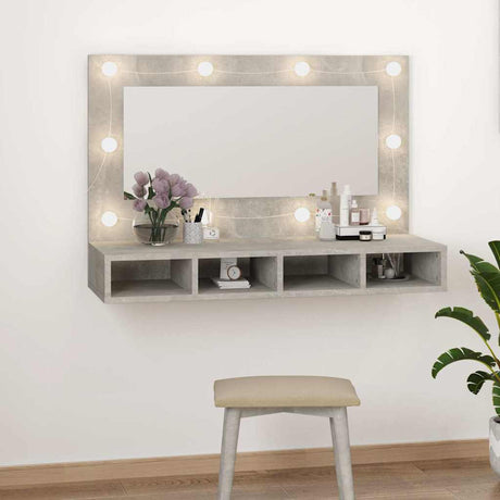 Vidaxl spiegelkast met led-verlichting 90x31,5x62 cm betongrijs