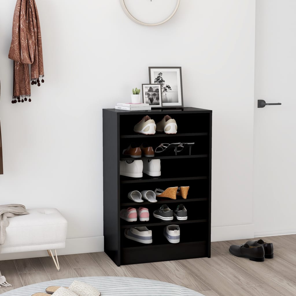 VidaXL Shoe cabinet 60x35x92 cm Properted Wood Black