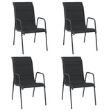 Vidaxl tuinstoelen 4 st staal en textileen zwart
