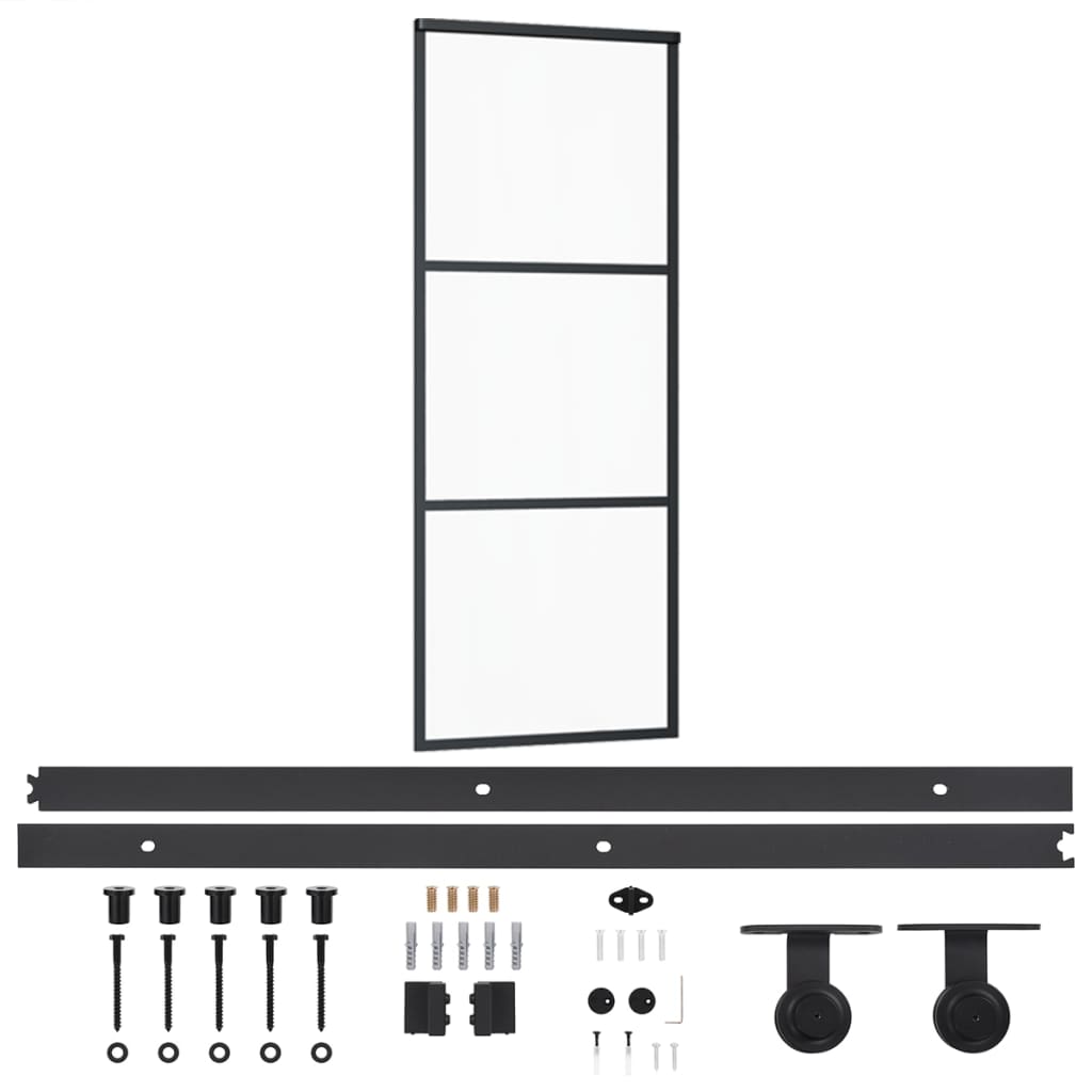 Drsna vrata Vidaxl s testo 76x205 cm aluminij in ESG steklo