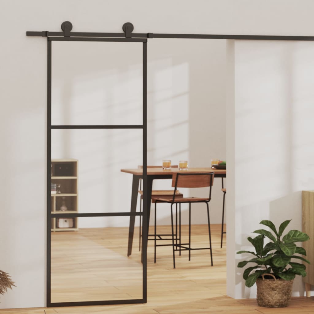 Vidaxl -Schiebetür mit Teig 76x205 cm Aluminium und ESG -Glas