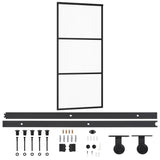 VidaXL Schuifdeur met beslag 90x205 cm aluminium en ESG-glas