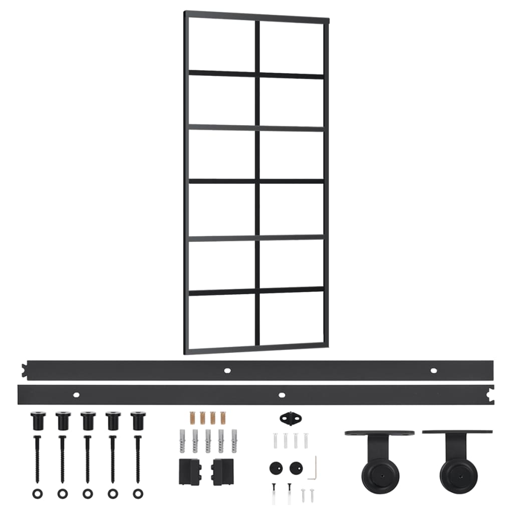 Vidaxl sliding door with batter 90x205 cm aluminum and ESG glass