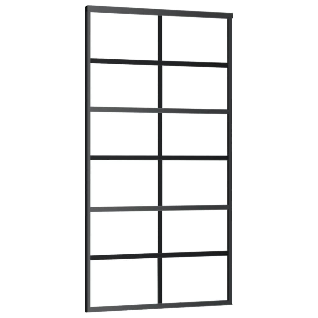 VidaXL Schuifdeur met beslag 102x205 cm aluminium en ESG-glas