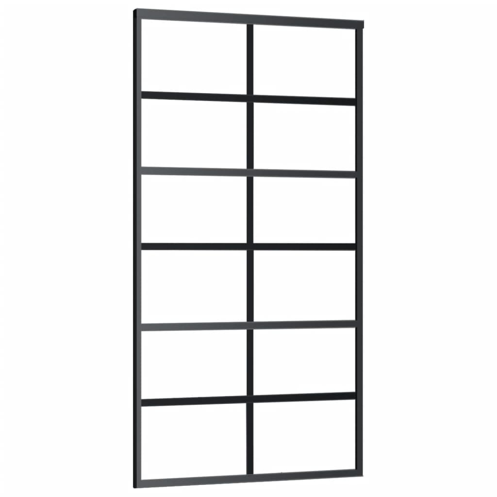 VidaXL Schuifdeur met beslag 102x205 cm aluminium en ESG-glas