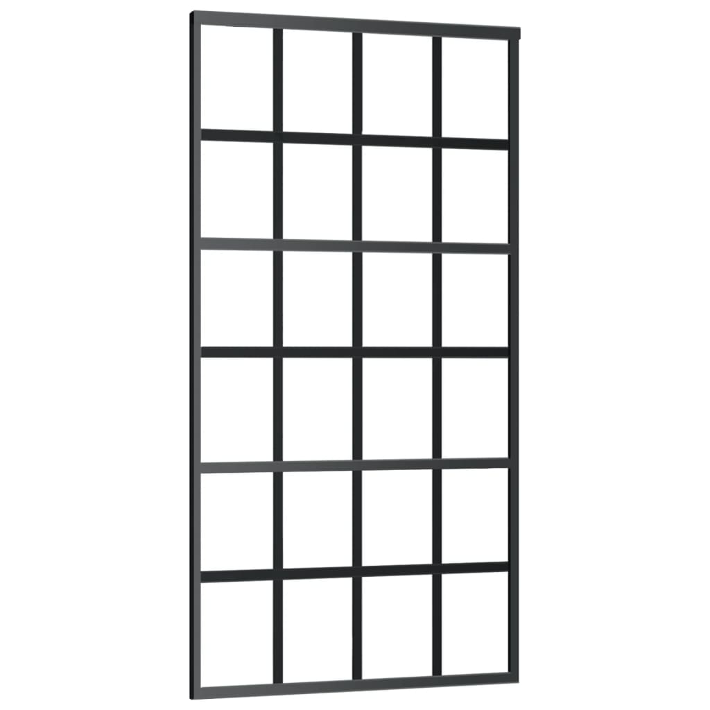 VidaXL Schuifdeur met beslag 102x205 cm aluminium en ESG-glas