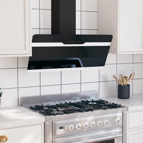 Vidaxl Wandextraktionshaube 90 cm Stahl und geschmittertes Glas schwarz