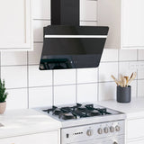Vidaxl Wandextraktionshaube 60 cm Stahl und geschmittertes Glas schwarz