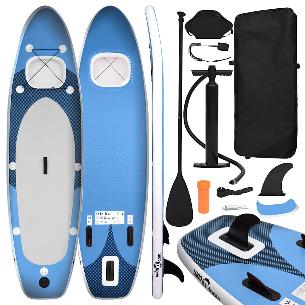 Vidaxl stand up paddleboardset opblaasbaar 300x76x10 cm zeeblauw