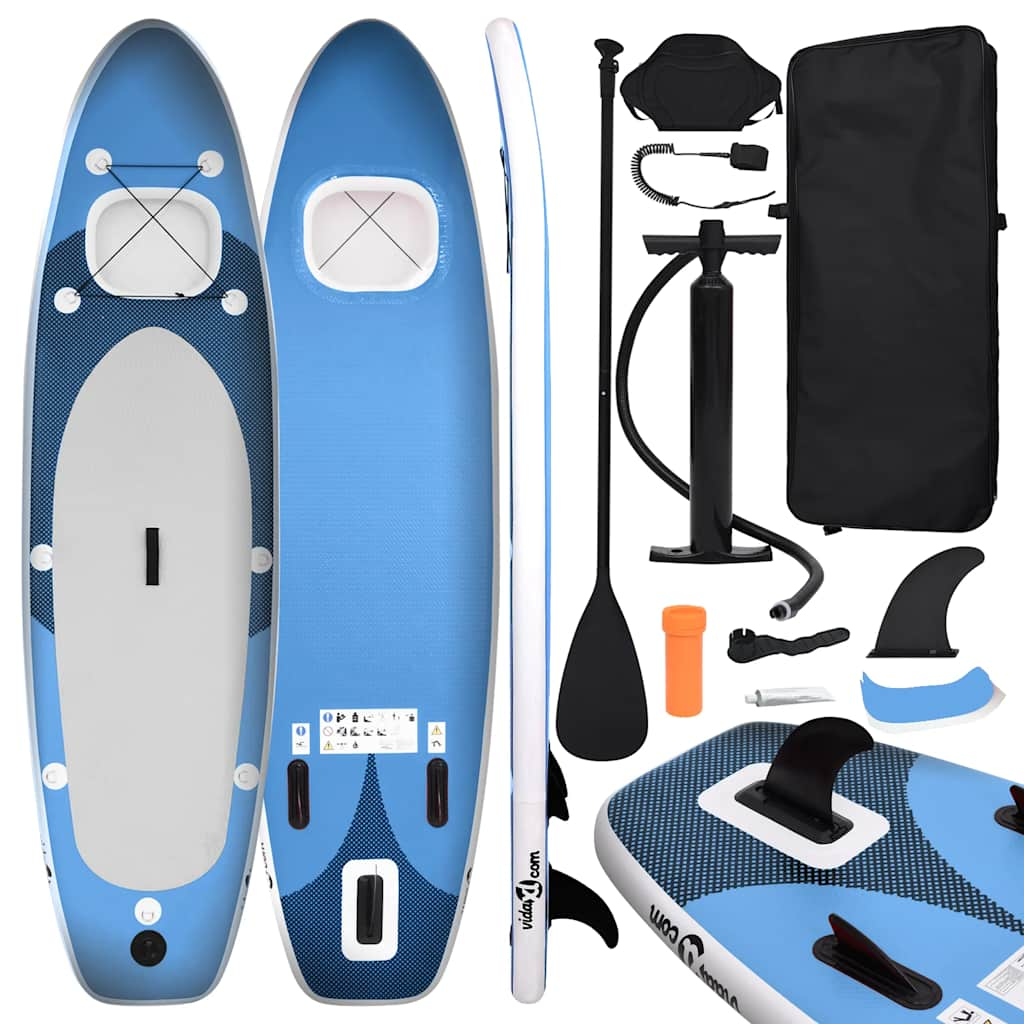 Vidaxl Stand Up Paddleboard Set Uppblåsbar 360x81x10 cm Sea Blue