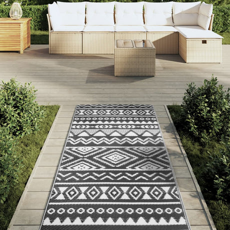 Vidaxl außerhalb des Teppichs 80x250 cm Polypropen Schwarz