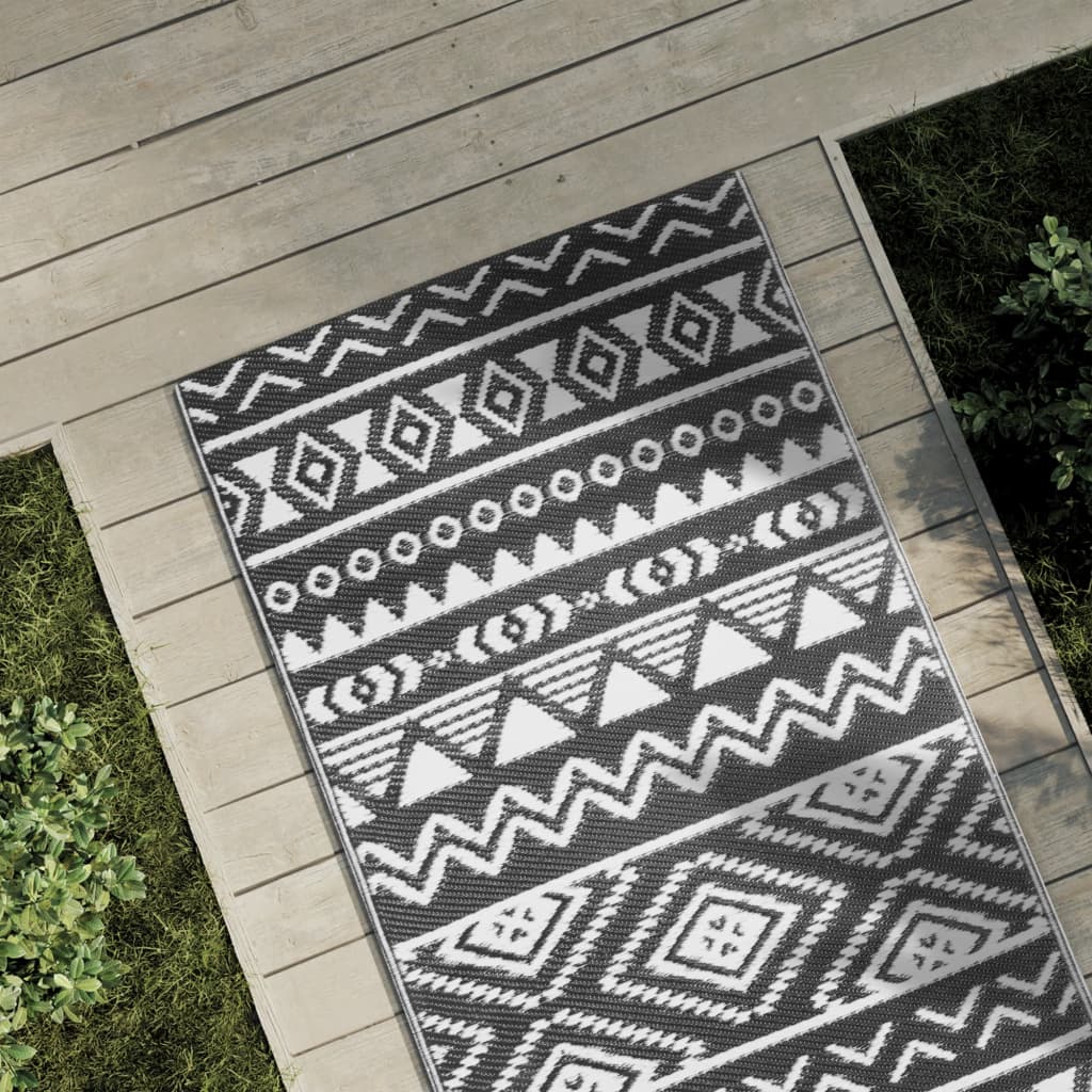 Vidaxl außerhalb des Teppichs 80x250 cm Polypropen Schwarz
