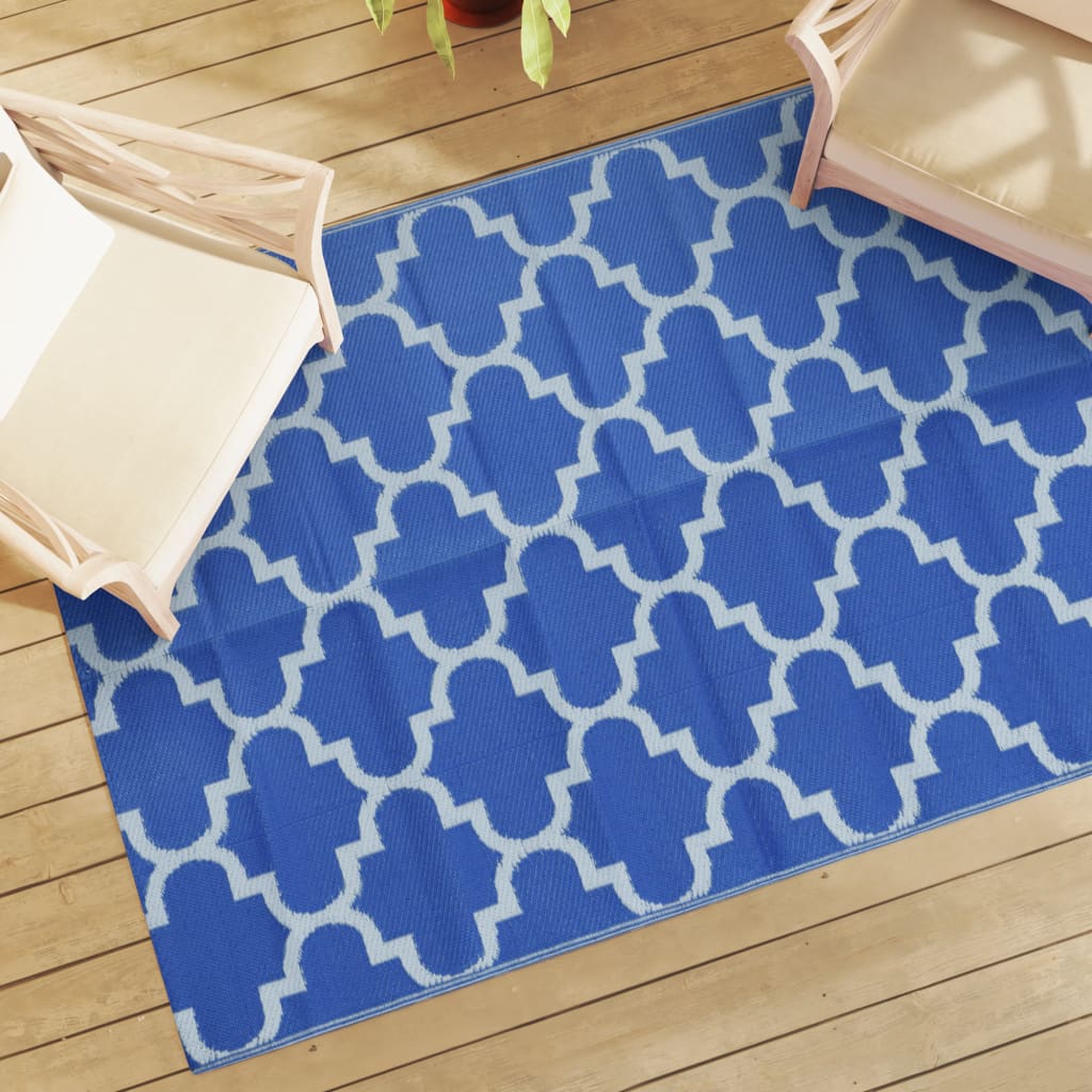 Vidaxl außerhalb des Teppichs Arakil 140x200 cm Polypropenblau