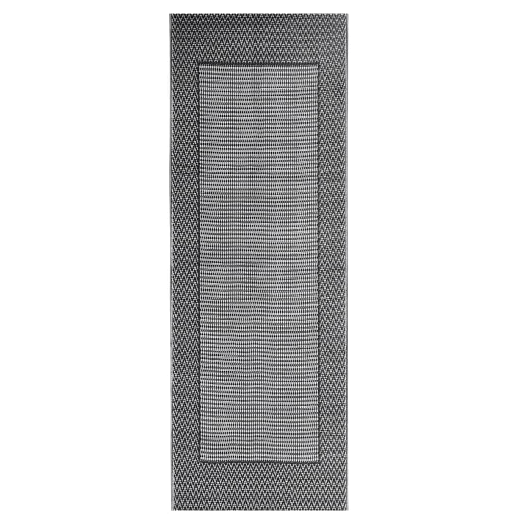 Vidaxl außerhalb des Teppichs Aakil 80x250 cm Polypropen Schwarz