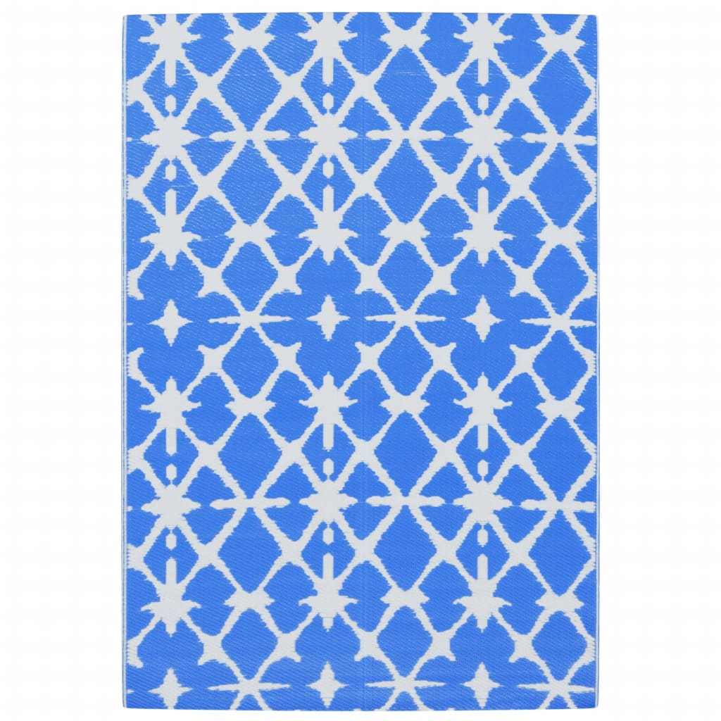 VidaXL outside rug 140x200 cm polypropene blue and white