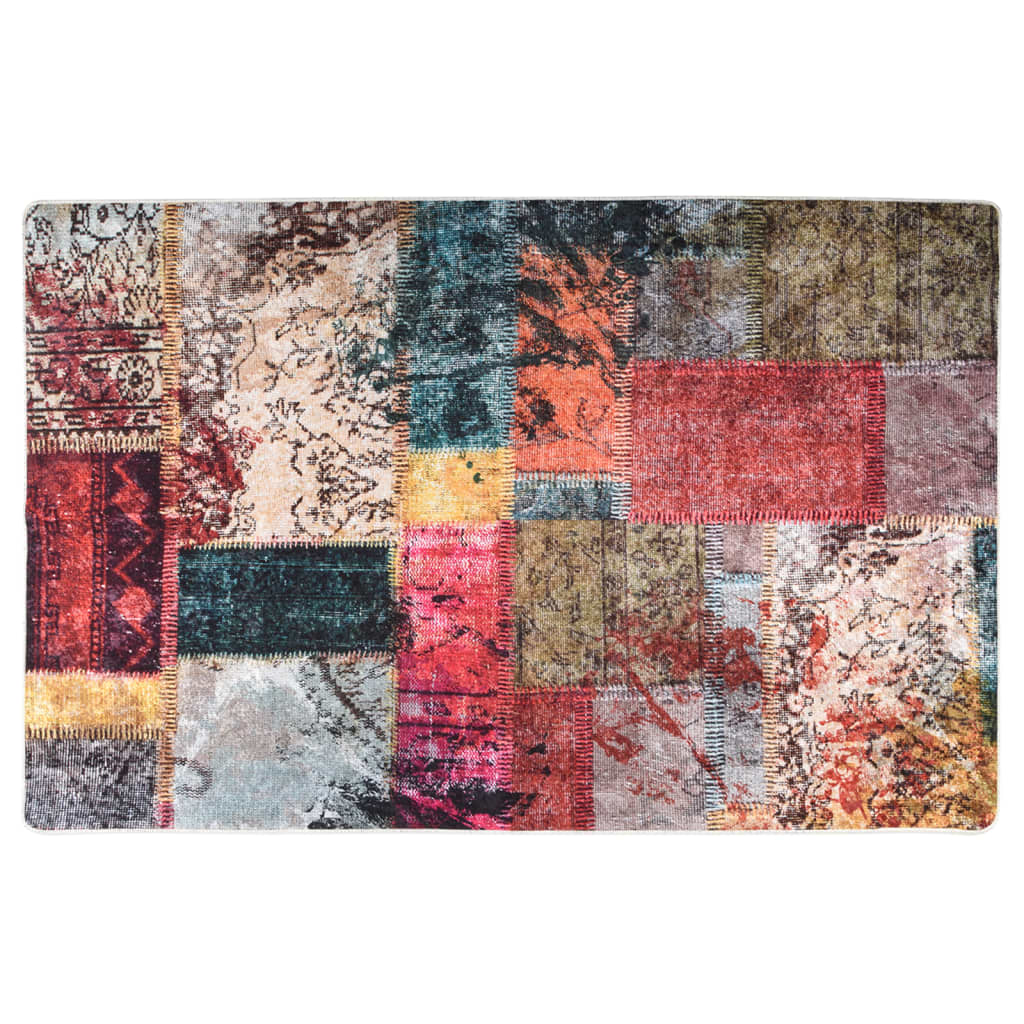 Vidaxl preproga za pranje proti zdrsu patchwork 80x150 cm večbarvna