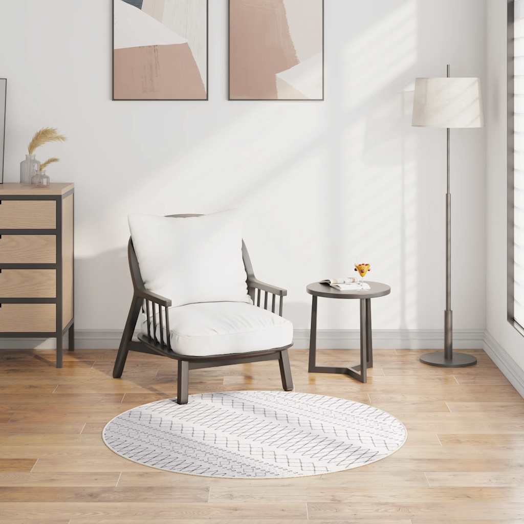 Vidaxl Teppich waschbarer Anti-Rutsch Ø120 cm Schwarz und Weiß