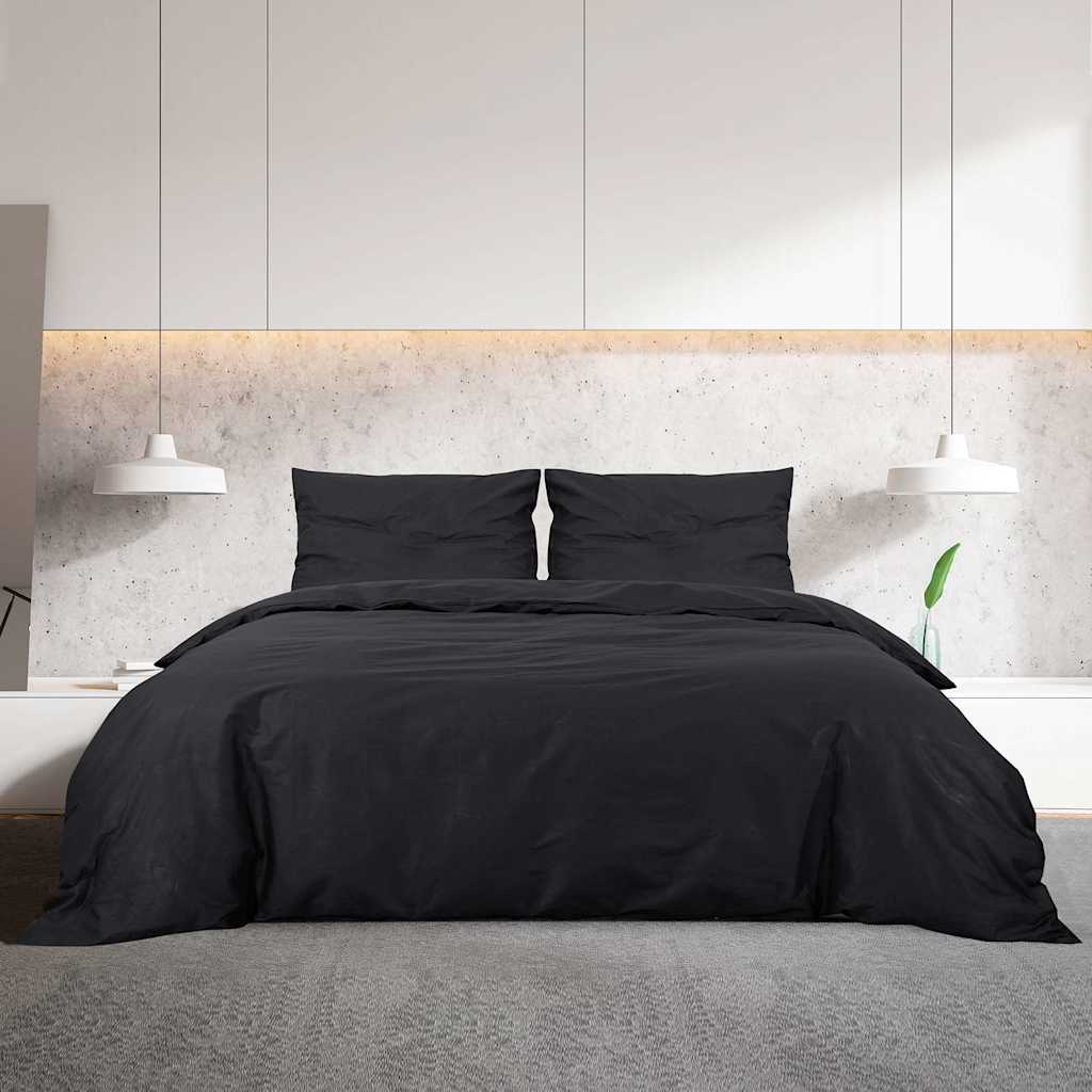 Vidaxl Duvet Overlay Set Leichtes Gewicht 200x200 cm Mikrofaserschwarz