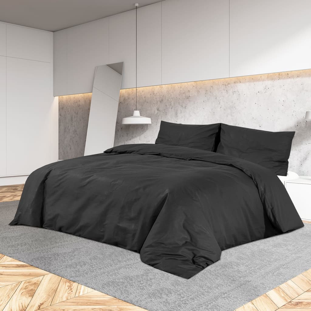 Vidaxl Duvet Overlay Set Leicht 225x220 cm Mikrofaserschwarz