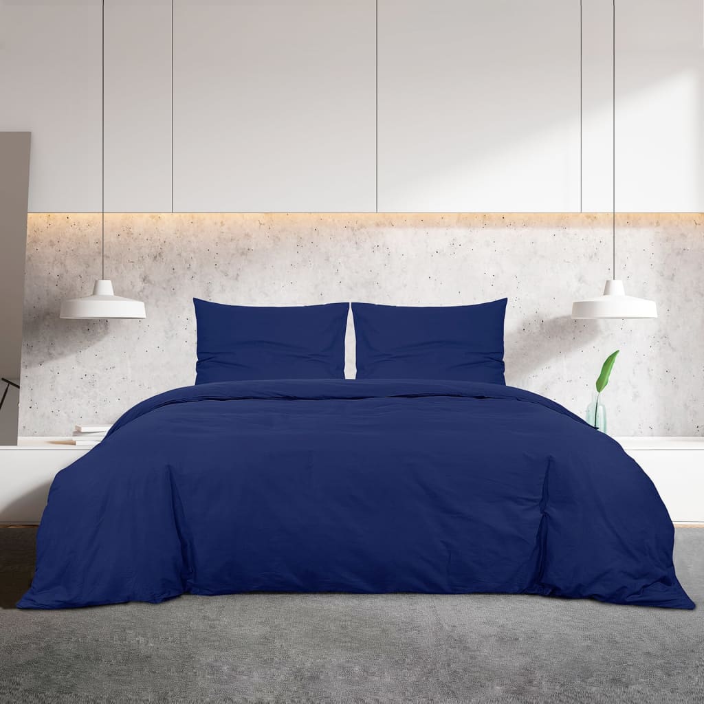 Vidaxl Duvet Crossing Set 200x200 cm Microfiber Navy Blue