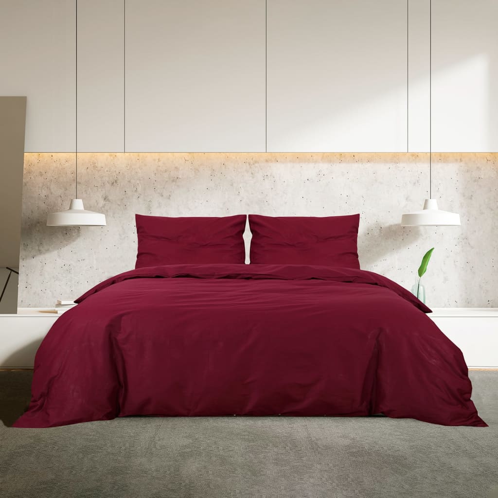 Vidaxl Duvet Kräizgangs Set Lightgewiicht 135x200 cm Microfiber Bordeaux