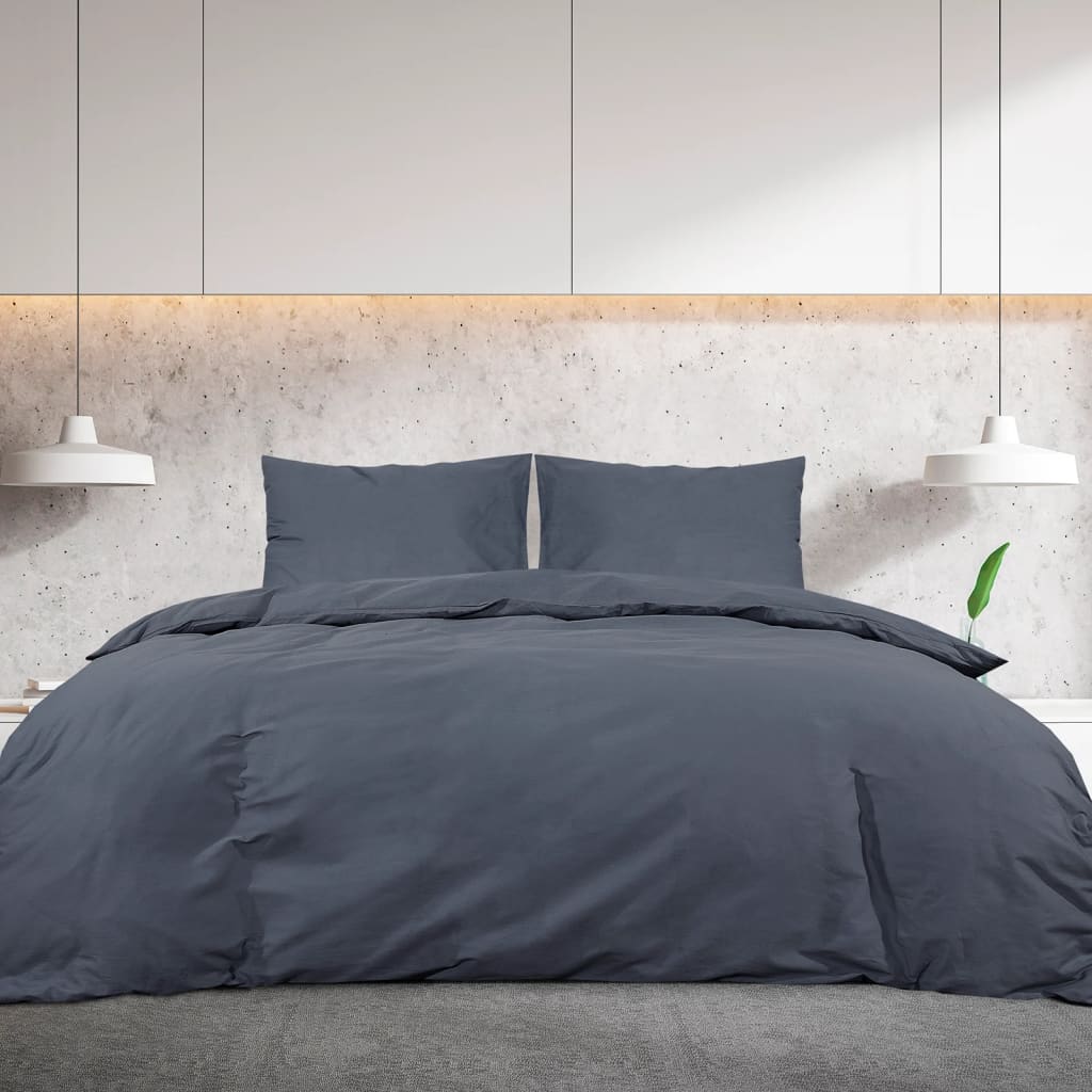 VidaXL Duvet overlay set 135x200 cm cotton anthracite -colored