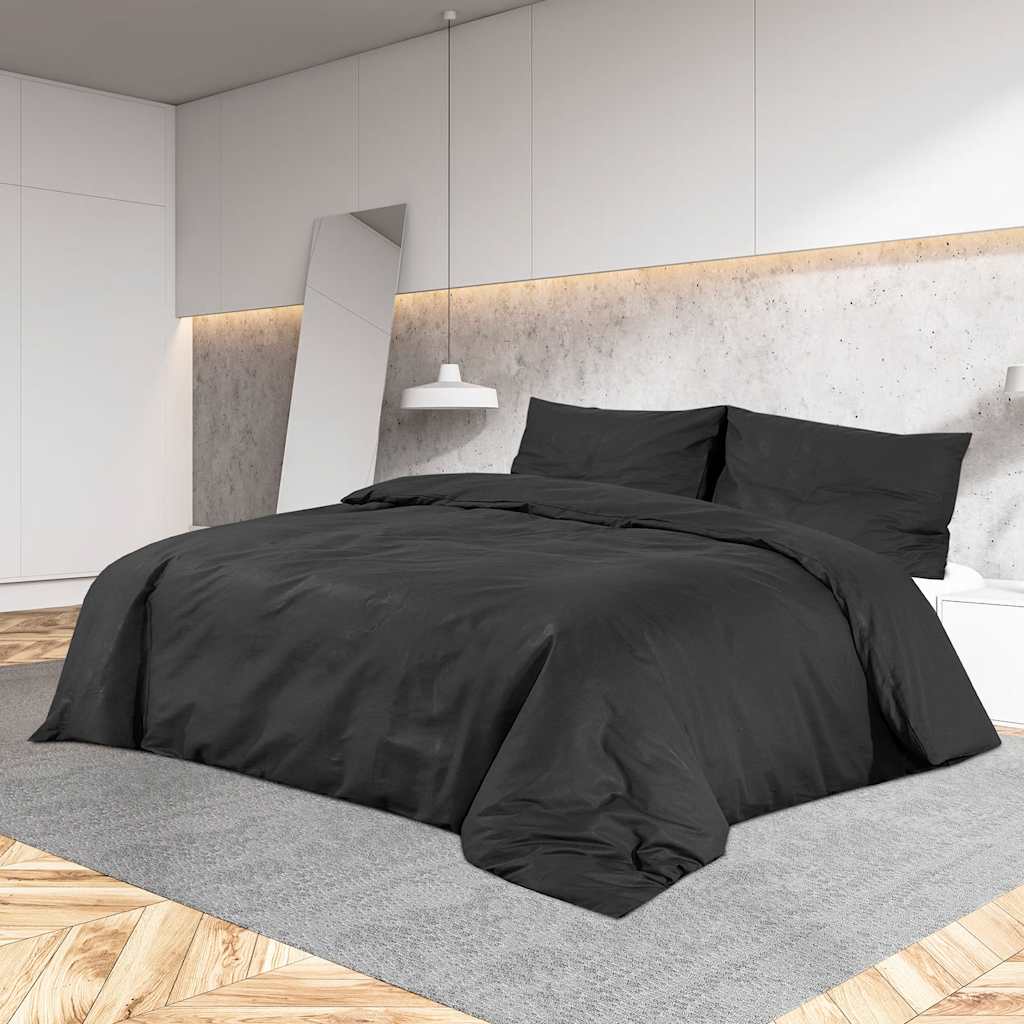 Vidaxl Duvet Overlay Set 200x200 cm Baumwollschwarz