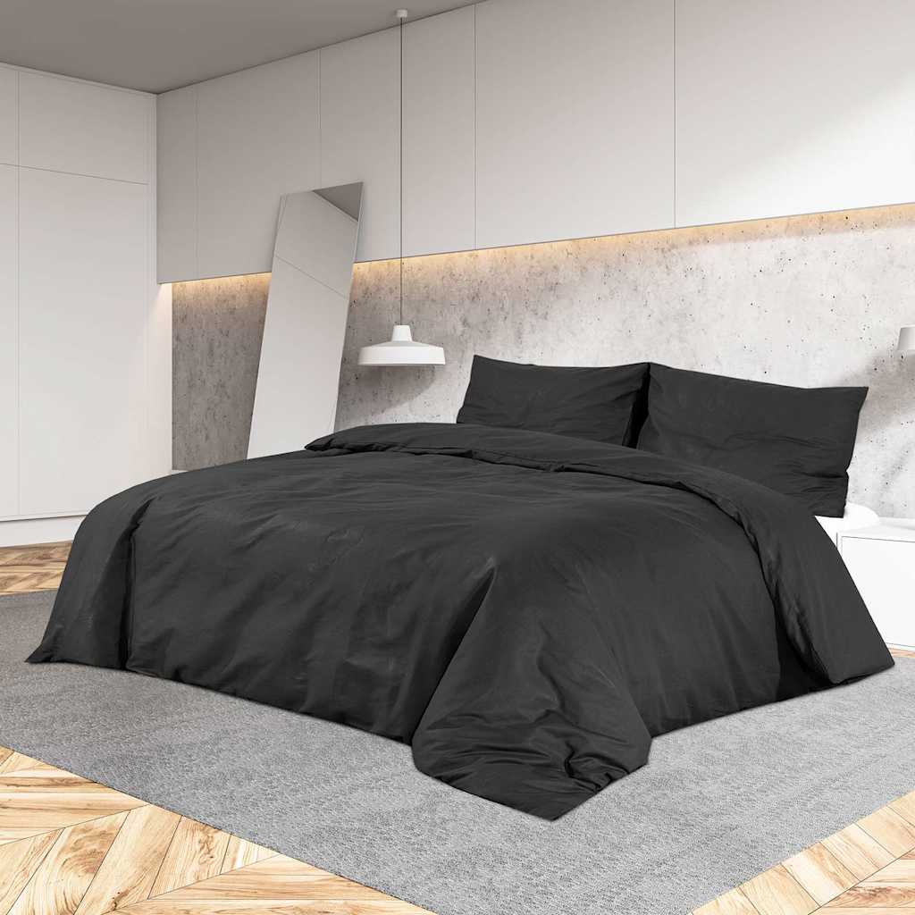 Vidaxl Duvet Overray Set 220x240 cm Baumwollschwarz