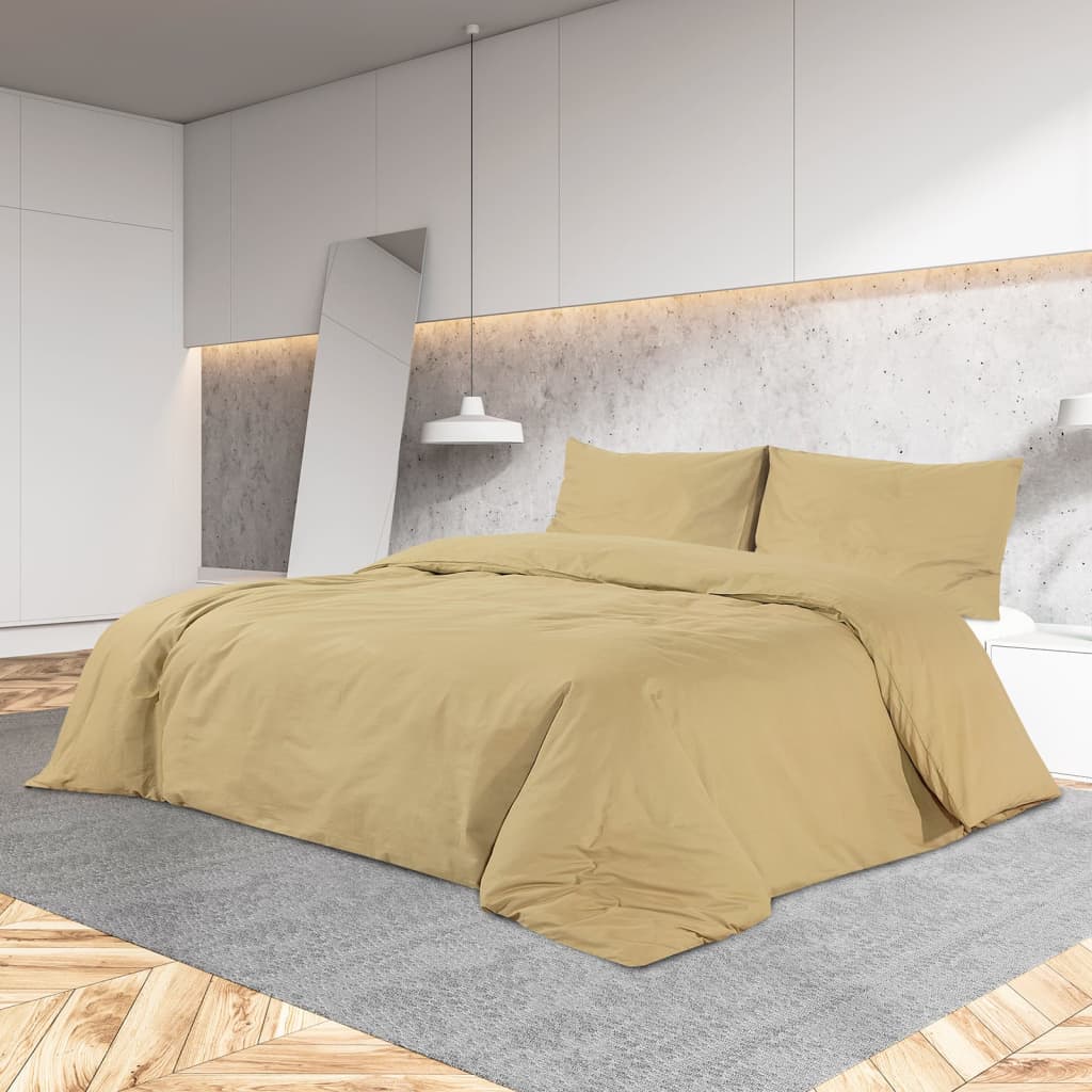 Vidaxl odej prekrivni set 140x200 cm bombažni taupe