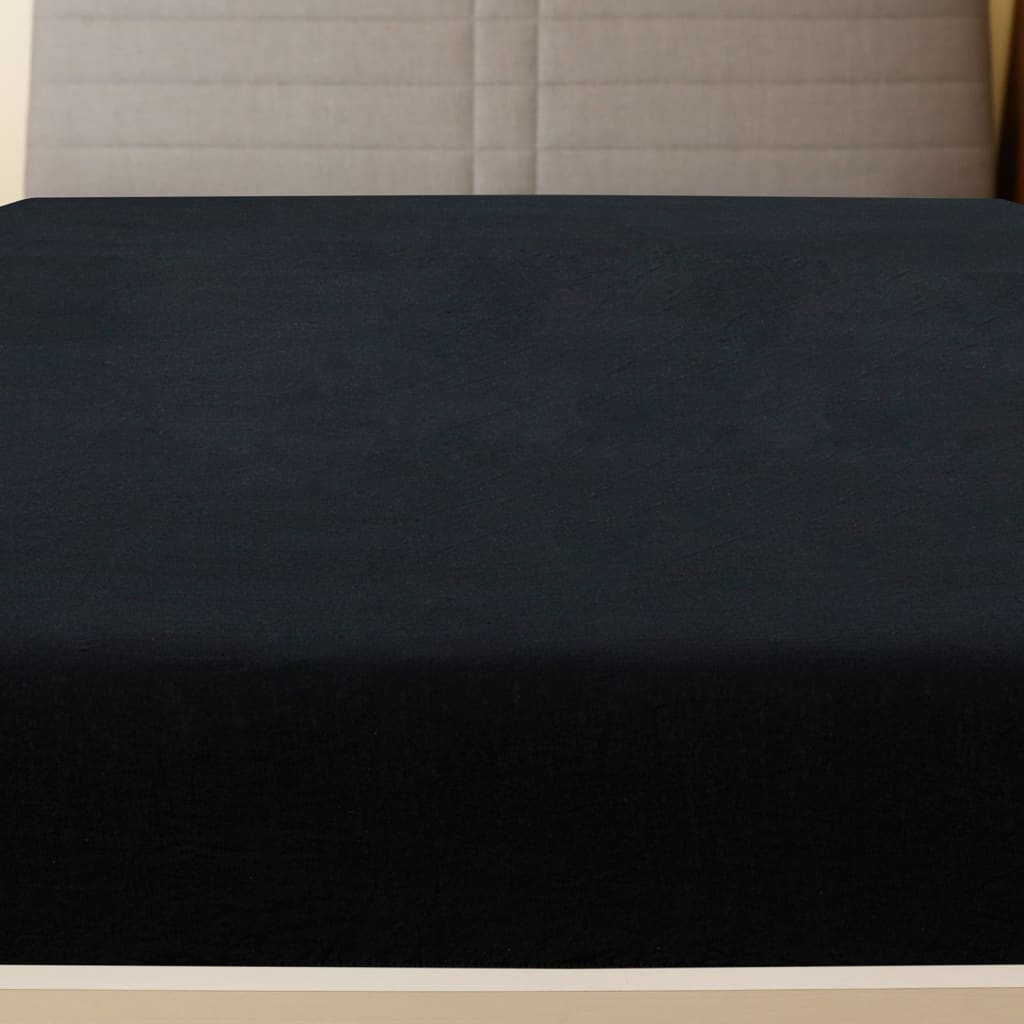 Vidaxl ausgestattete Blätter 2 St Jersey 100x200 cm Baumwolle Schwarz