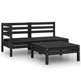 Vidaxl 3-delige loungeset massief grenenhout zwart