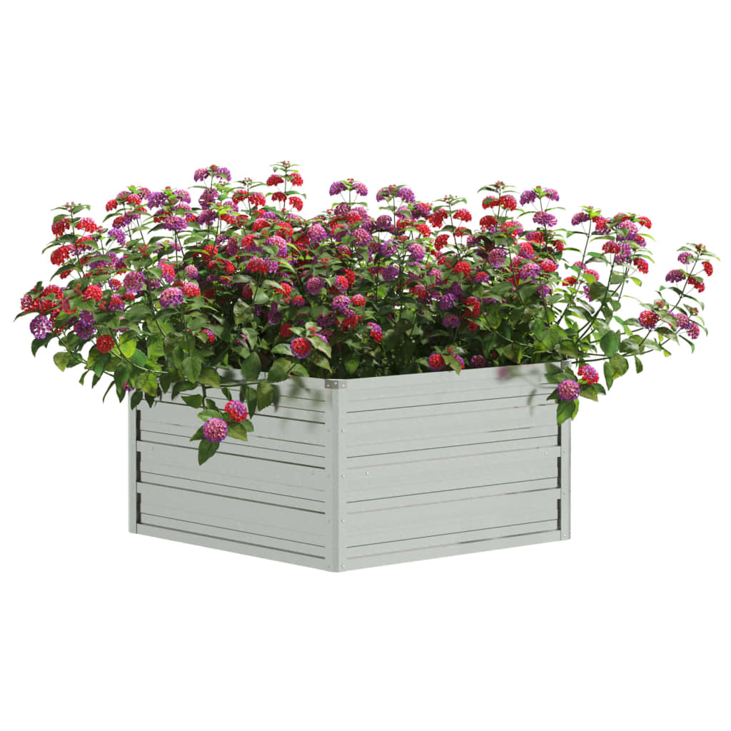 Vidaxl planter hævet 129x45 cm galvaniseret stål sølvfarve