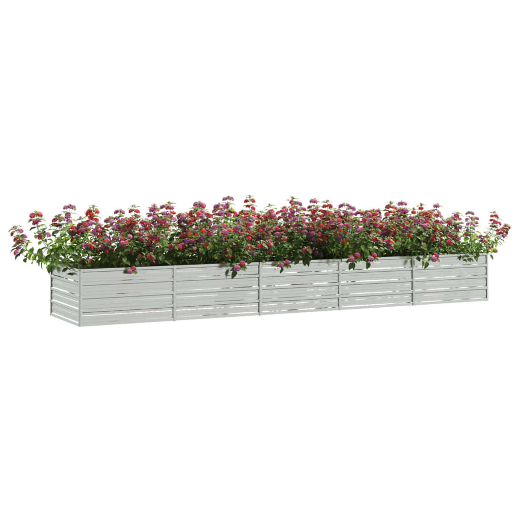 Vidaxl Planter hævet 400x80x45 cm galvaniseret stålsølv