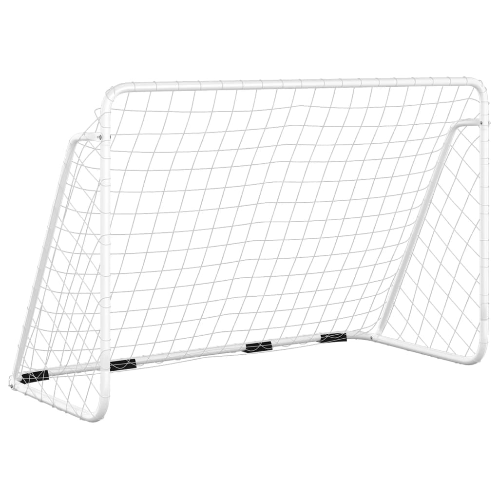 Objetivo de fútbol de Vidaxl con neto 180x90x120 cm de acero blanco