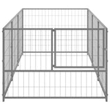 Vidaxl -Hund Kennel 3 m² Stahl Silberfarbe