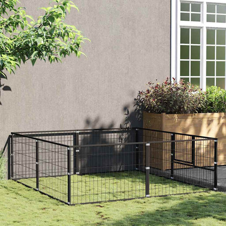 Vidaxxl Hundehütte 4 m² Stahl schwarz