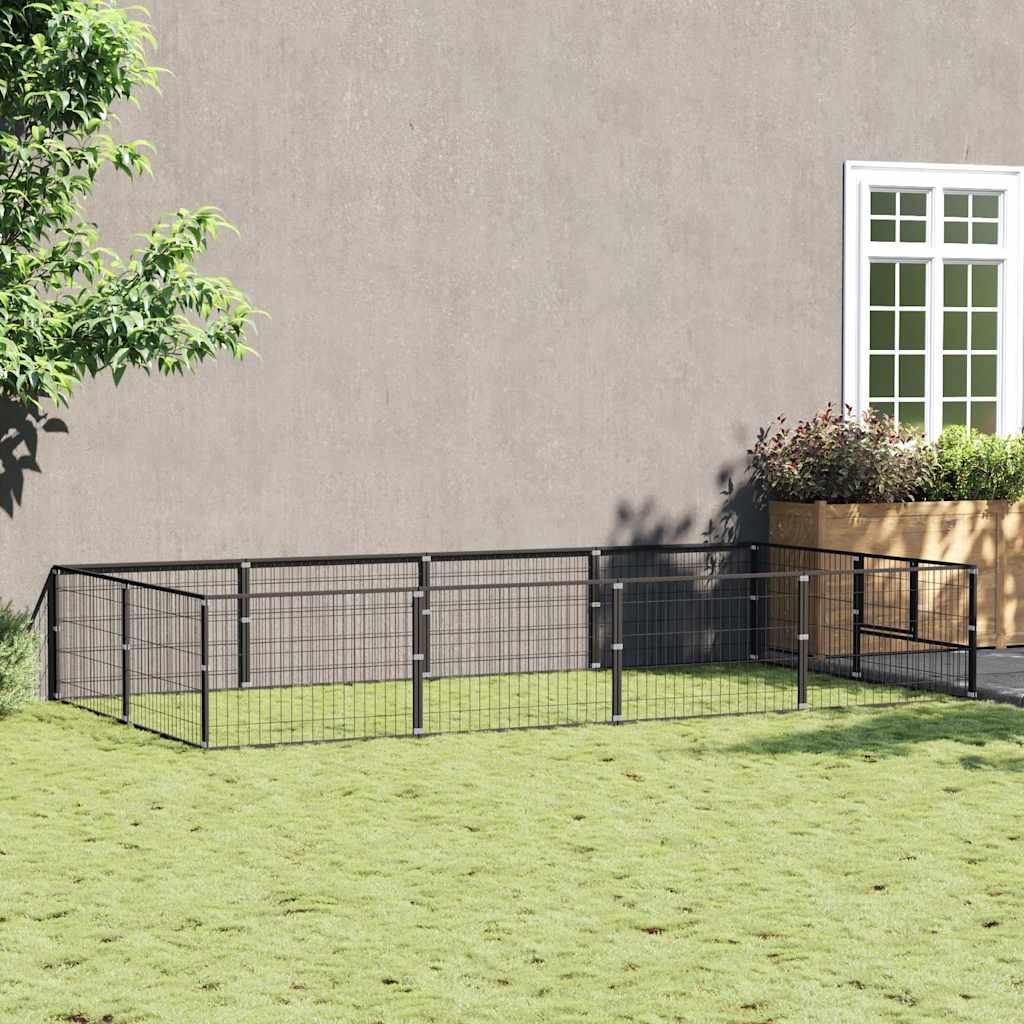 Vidaxxl Hundehütte 8 m² Stahl schwarz