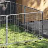 Vidaxl -Hund Kennel 4 m² Stahl Silberfarbe